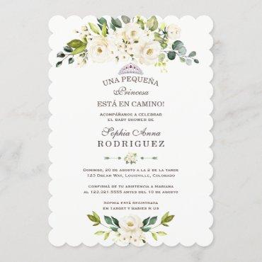 Delicate White Flowers Invitación de Baby Shower Invitation