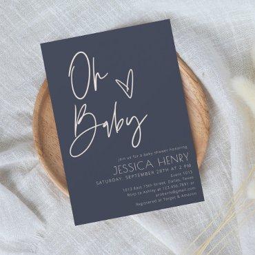 Denim Blue Aesthetic Modern Baby Shower