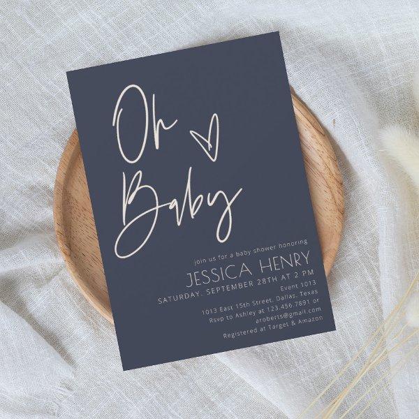 Denim Blue Aesthetic Modern Baby Shower