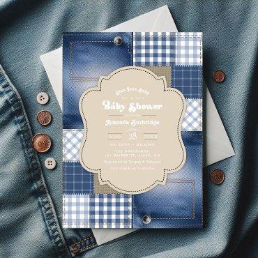 Denim Patchwork Rustic Chic Blue Jean