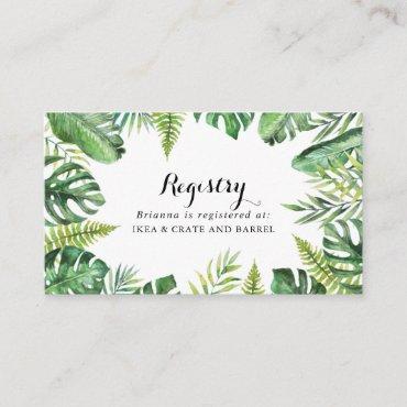 Destination Tropical Green Wedding Gift Registry Enclosure Card