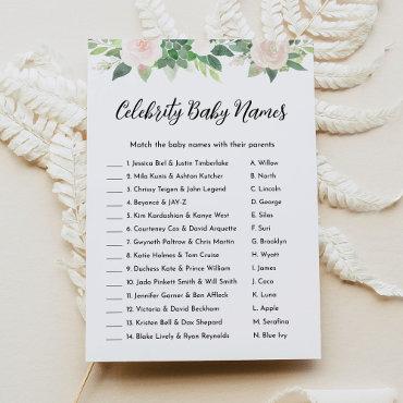 DEVON Floral Celebrity Baby Name Baby Shower Game
