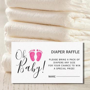 Diaper Raffle Baby Shower Pink Feet Enclosure Card