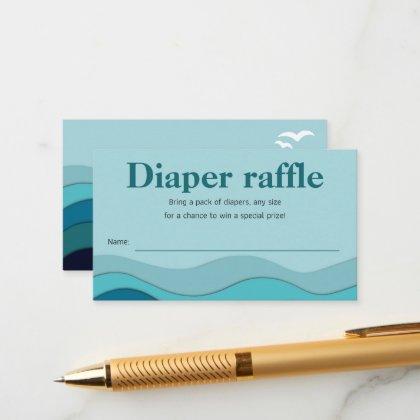 Diaper raffle Baby Shower Sailing ocean nautical  Enclosure Card