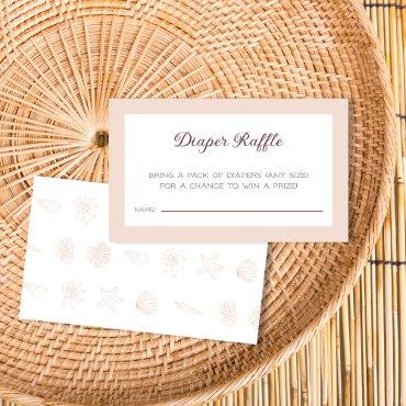 Diaper Raffle Beach Seashell Baby Shower Enclosure Card
