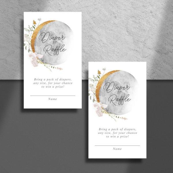 Diaper raffle boho floral moon baby shower enclosure card