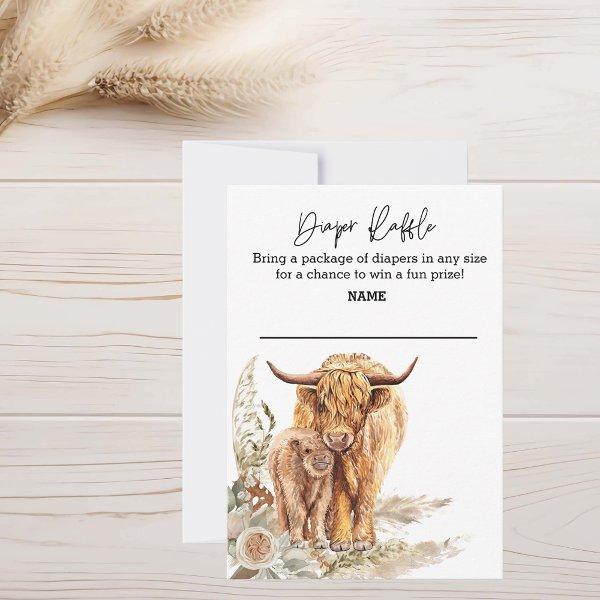 Diaper Raffle Boho Highland Cow Baby Shower