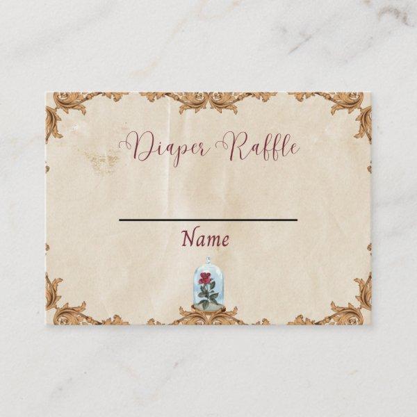 Diaper Raffle Card, enchanted rose Business Card