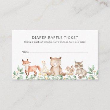 Diaper Raffle Cute Woodland Animals Baby Shower Enclosure Card