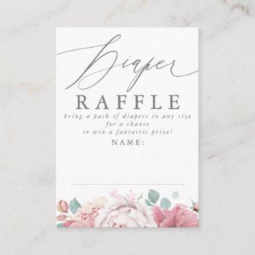 Diaper Raffle Dusty Pink Floral Baby Shower Ticket Enclosure Card
