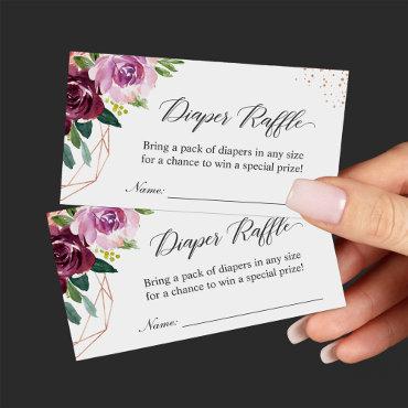 Diaper Raffle Elegant Purple Floral Baby Shower Enclosure Card