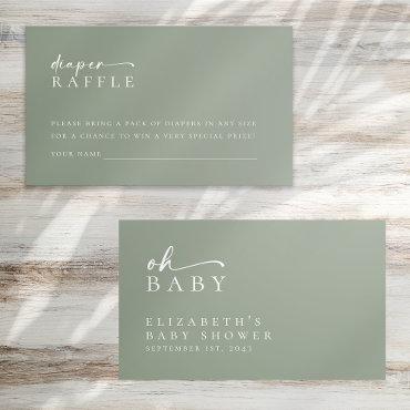 Diaper Raffle Sage Green Minimalist Baby Shower Enclosure Card