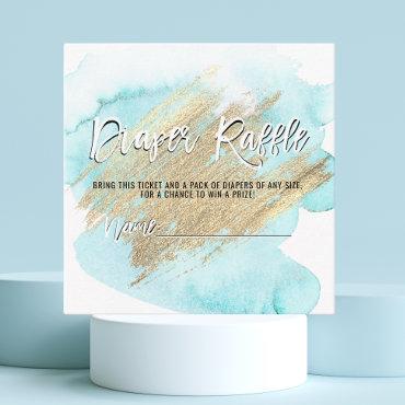 DIAPER RAFFLE Ticket Blue Gold BOY Baby Shower Enclosure Card