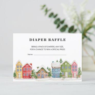 Diaper Raffle ticket winter village Baby Shower  Enclosure Card