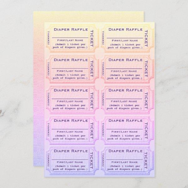 Diaper Raffle Tickets Cute Rainbow
