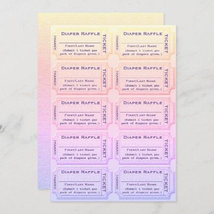 Diaper Raffle Tickets Cute Rainbow Baby Shower Invitation