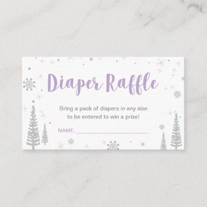 Diaper Raffle Tickets | Winter Baby Shower, Purple Enclosure Card