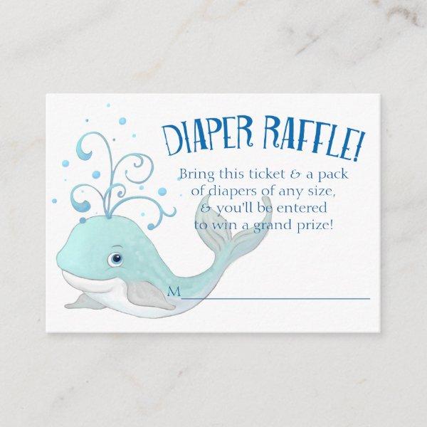 Diaper Raffle Whale Baby Shower Little Boy Blue Enclosure Card