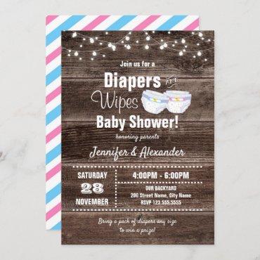 Diapers and Wipes Baby Shower Invitation