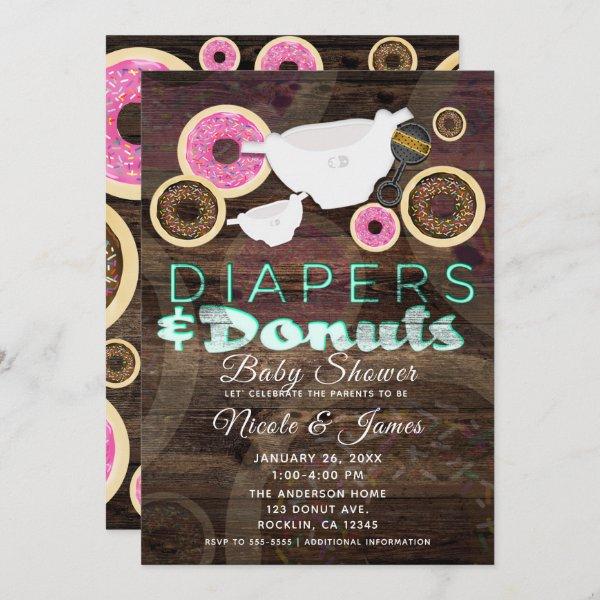 Diapers & Donuts Rustic Wood Party