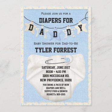 Diapers for Daddy Baby Shower Invitation
