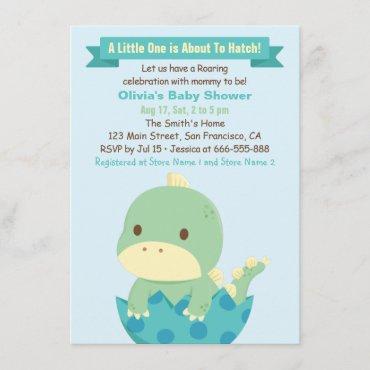 Dinosaur About to Hatch Baby Shower Invitations