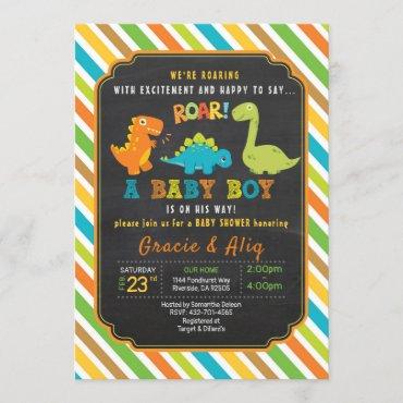Dinosaur baby shower invitation BOY