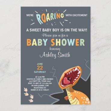 Dinosaur Baby shower invitation Dino Baby boy Blue