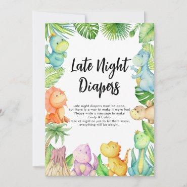 Dinosaur Baby Shower Late Night Diapers Card