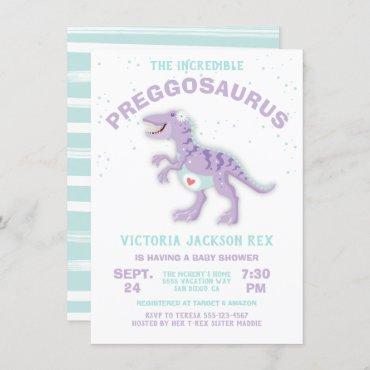 Dinosaur Preggosaurus Baby Shower Boy Invitation