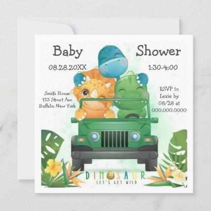 Dinosaur Safari Adventure Baby Shower Invitation