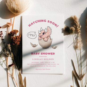 Dinosaur Theme Pink Baby Shower Hatching Soon