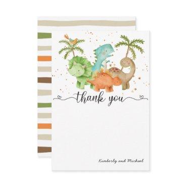 Dinosaurs Watercolor Birthday | Baby Shower Thank  Thank You Card