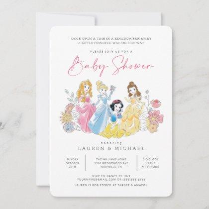 Disney Princess Floral | Girl Baby Shower Invitation