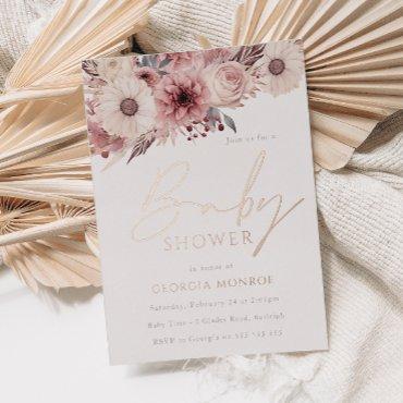 Divine Boho Blush Rose Gold Baby Shower Foil