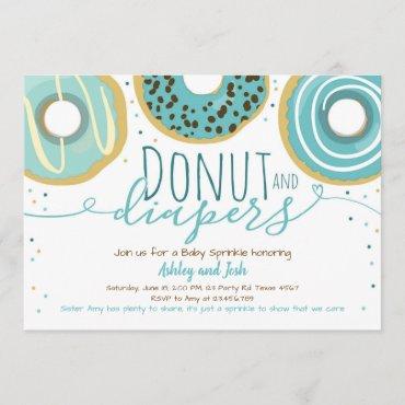 Donut and Diapers Sprinkle Boy Coed Baby Shower Invitation