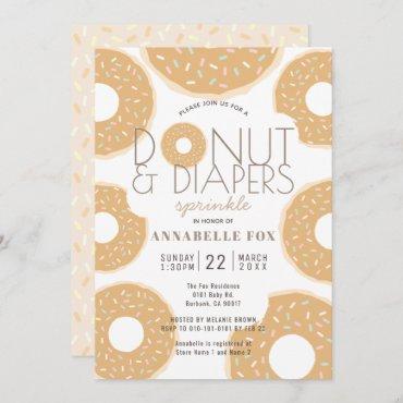 Donut & Diapers Sprinkle Caramel Baby Shower Invitation
