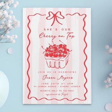 Doodle Cherry on Top Pink Bow Baby Girl Shower