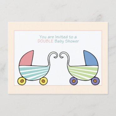 Double Baby Shower Strollers Invitation