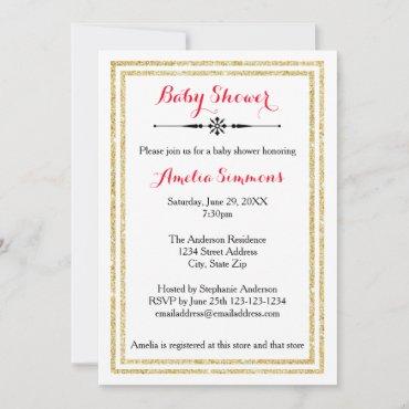 Double Gold Trim  - Baby Shower Invitation
