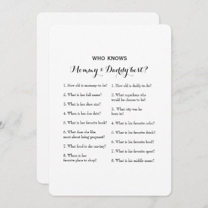 Double Side 2 Baby Shower Game- Advice | Who Knows Invitation