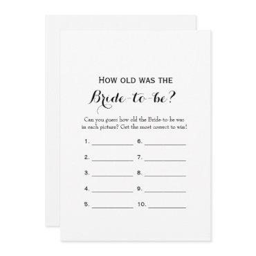 Double Side- 2 Bridal Shower Game-How Old | Advice