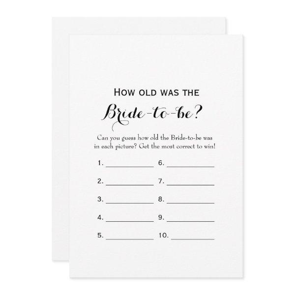 Double Side- 2 Bridal Shower Game-How Old | Advice