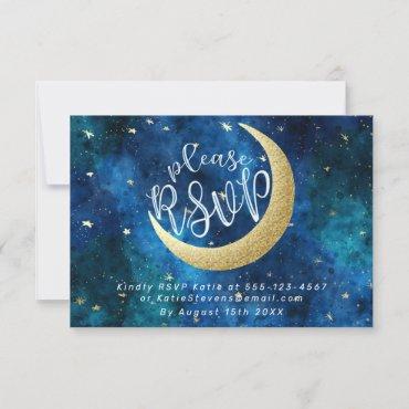 Dreams Really Do Come True Moon Stars Baby Shower RSVP Card
