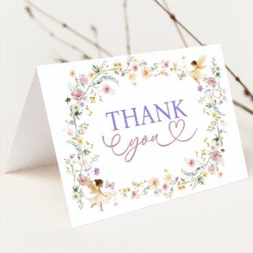 Dreamy Fairy Pastel Wildflowers Thank You Card
