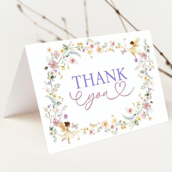 Dreamy Fairy Pastel Wildflowers Thank You Card