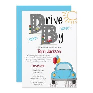 Drive By Baby Shower Blue Car for Boy