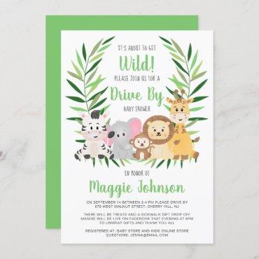 Drive By It's About to Get Wild Safari Baby Shower Invitation
