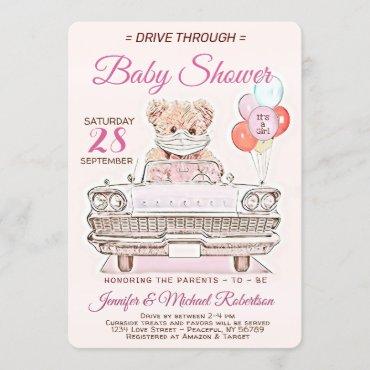 Drive Through Baby Shower for a Girl Invitation
