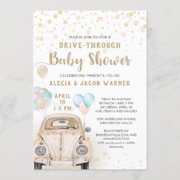 Drive Through Baby Shower Pink Gold Peach Car